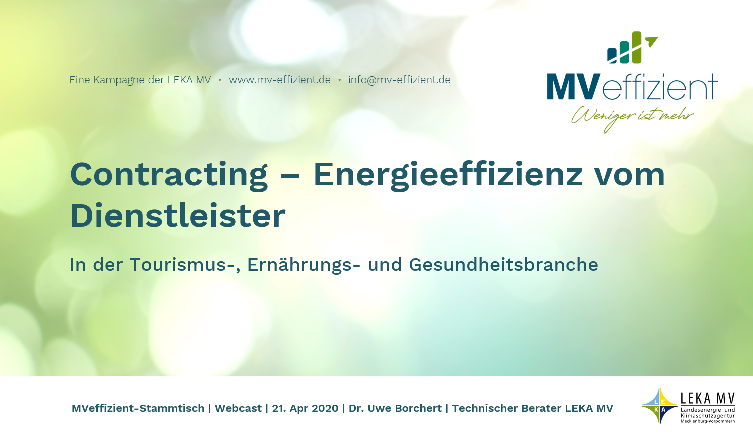 MVeffizient-Webcast Tapetenwechsel – Heute: Contracting