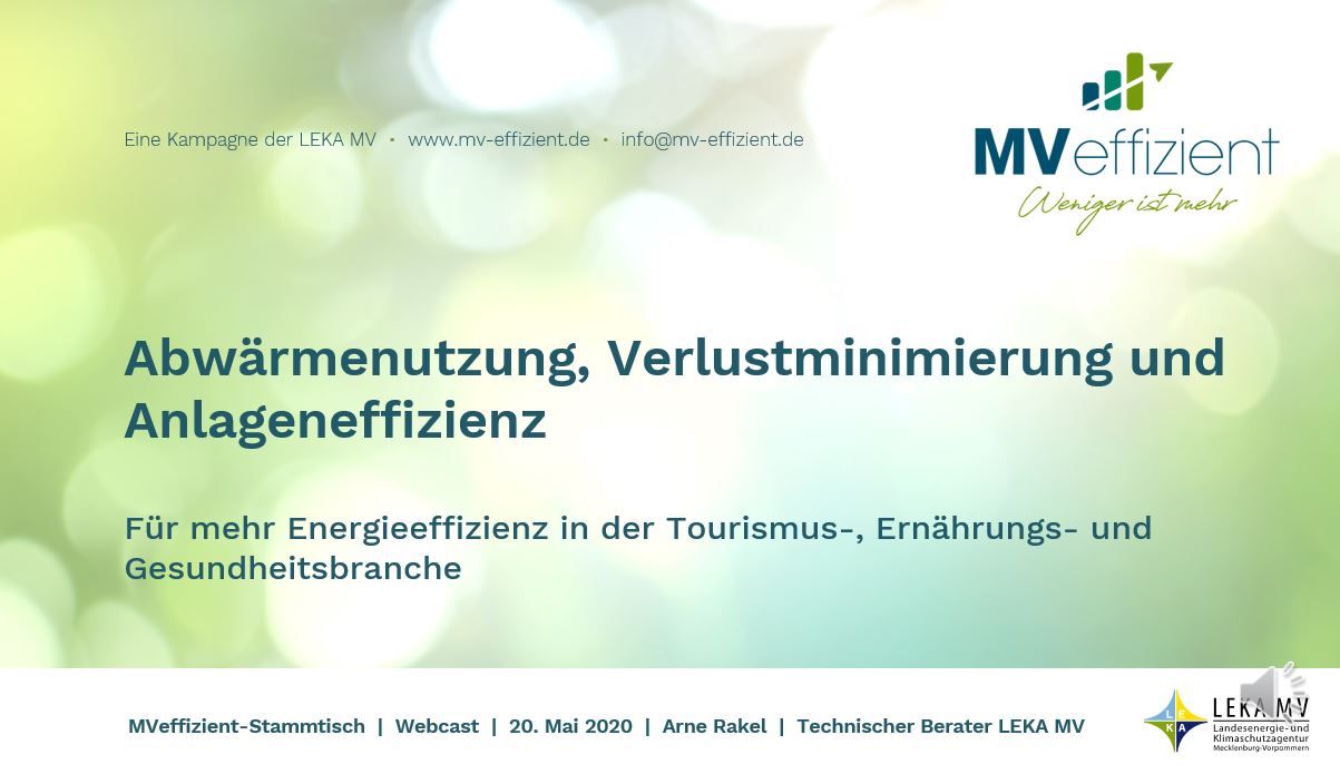 MVeffizient-Webcast Tapetenwechsel – Heute: Abwärmenutzung, Verlustminimierung und Anlageneffizienz