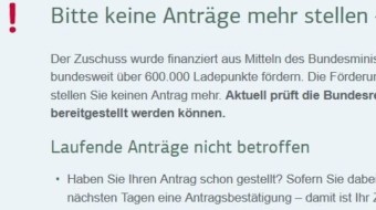 KfW-Fördermittel für private Wallboxen erschöpft!