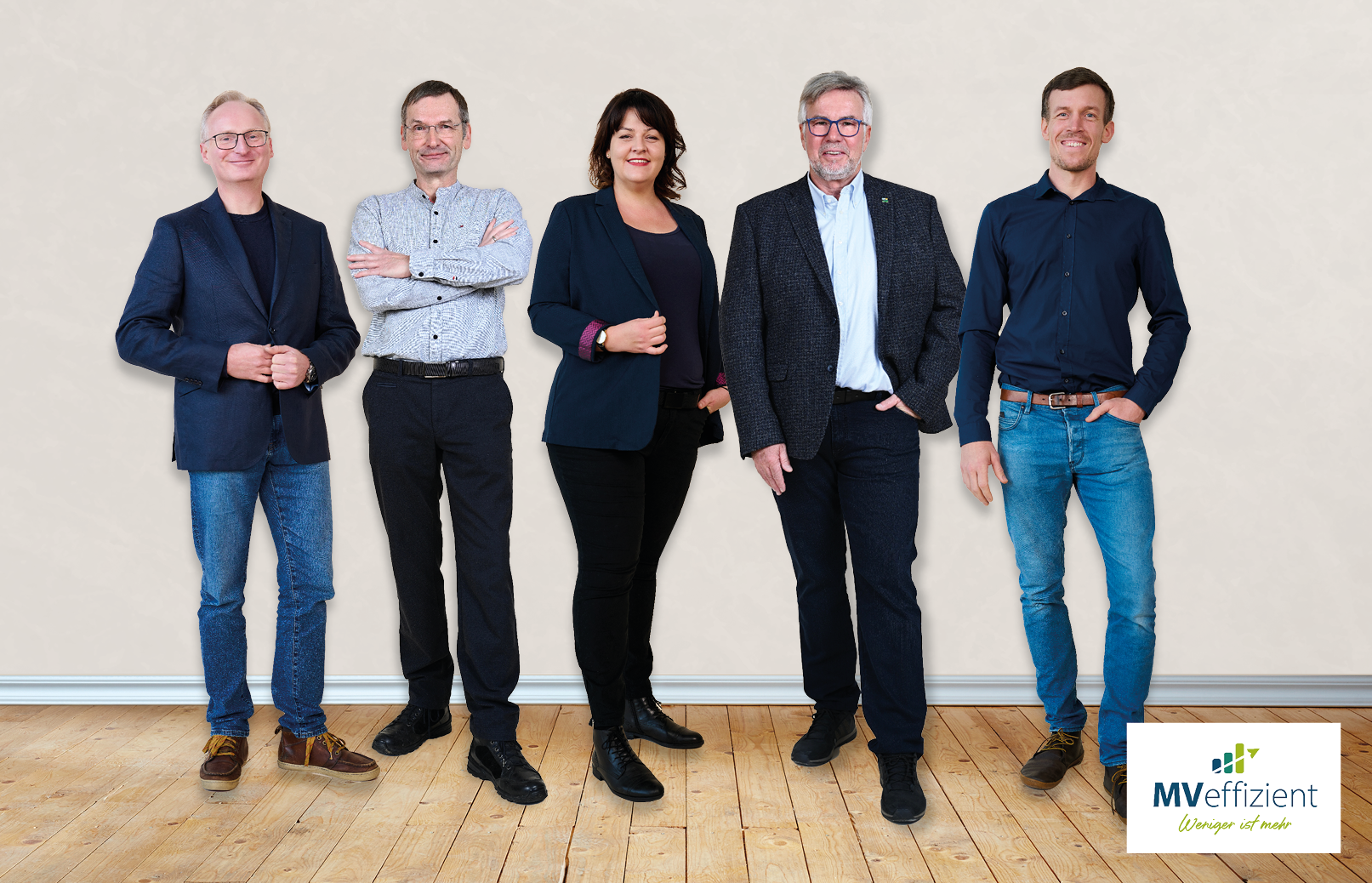 BU: Team MVeffizient, vlnr: Thomas Stritz, Konrad Krehl, Janina Kuhrt, Ralf Stüber, Robert Reinschmidt (Foto: LEKA MV/Celien Graubaum)