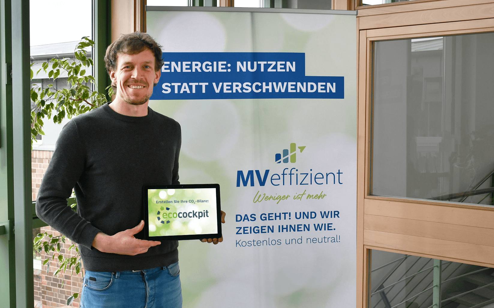 BU: Robert Reinschmidt, Technischer Berater bei MVeffizient, stellt die ecoccockpit-Seite von MVeffizient vor (Foto: LEKA MV)