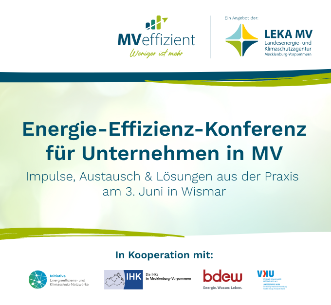 „Energie-Effizienz-Konferenz für Unternehmen in Mecklenburg-Vorpommern“ am 3. Juni in Wismar