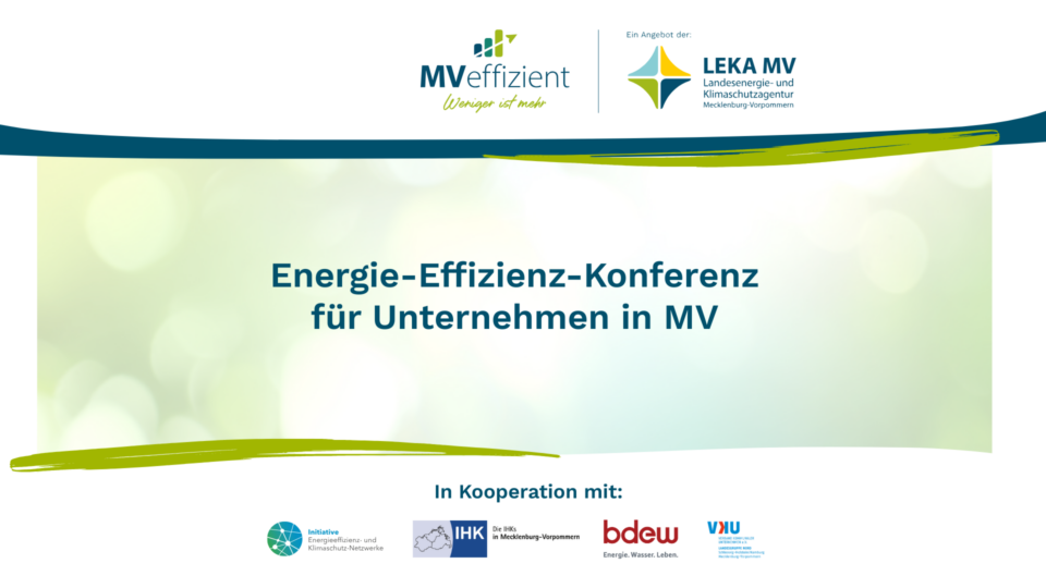 Energie-Effizienz-Konferenz für Unternehmen in Mecklenburg-Vorpommern am 4. Juni in Rostock