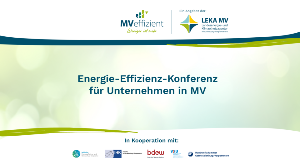 Energie-Effizienz-Konferenz für Unternehmen in Mecklenburg-Vorpommern am 4. Juni in Rostock