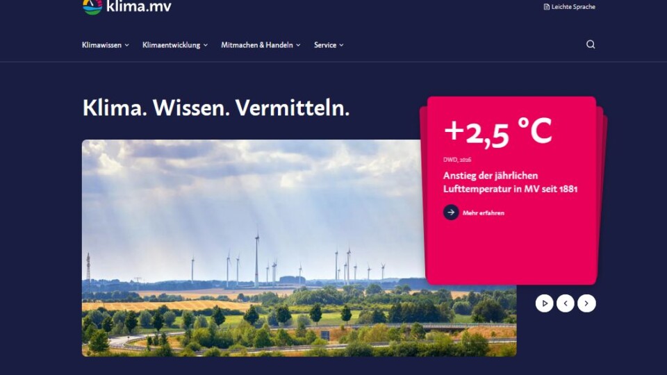 Klima.MV: Neues Landesportal bündelt regionale Klimadaten für Unternehmen und Verwaltung